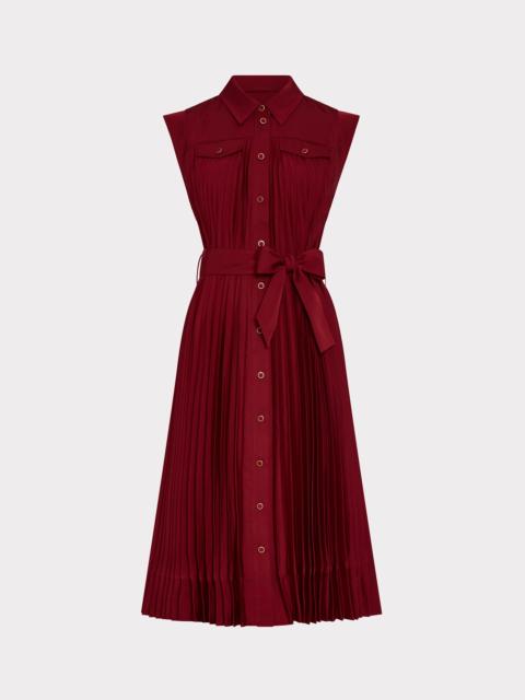 MILLY Johanna Pleated Twill Midi Dress