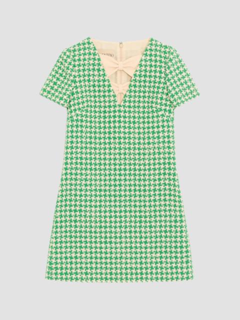 Valentino Women's Short Houndstooth Tweed Dress - Green Birch