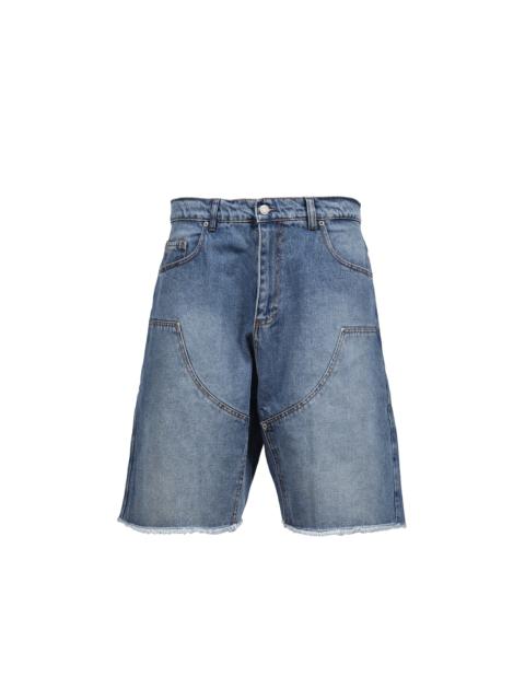 RASSVET SUN DYED DOUBLE KNEE BAGGY DENIM SHORTS WOVEN / LT. BLU