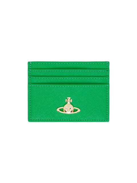 Vivienne Westwood Green Saffiano Flat Card Holder