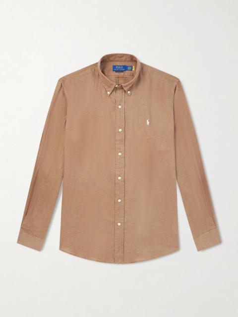 Polo Ralph Lauren Button-Down Collar Logo-Embroidered Linen Shirt