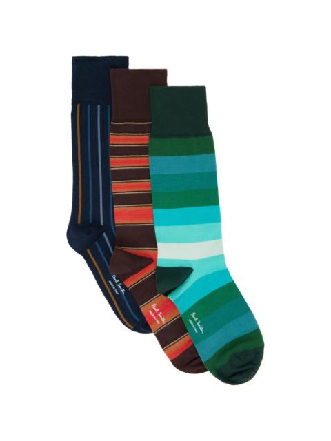 Paul Smith Three-Pack Multicolor Stripe Socks