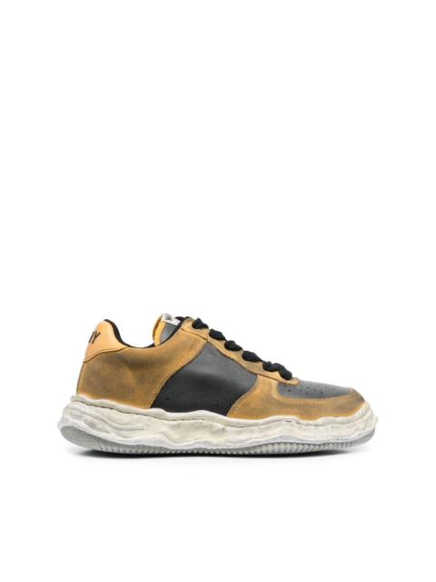 Wayne distressed-effect low-top leather sneakers