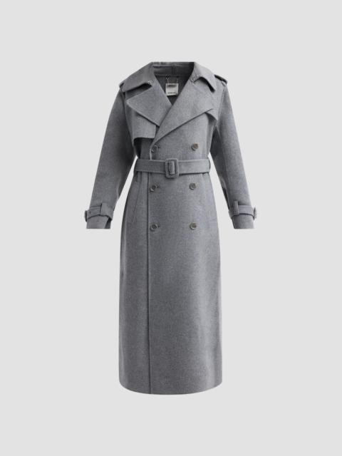 SIMKHAI Women's Rumi Belted Wool-Blend Double-Breasted Long Coat - Heather Grey