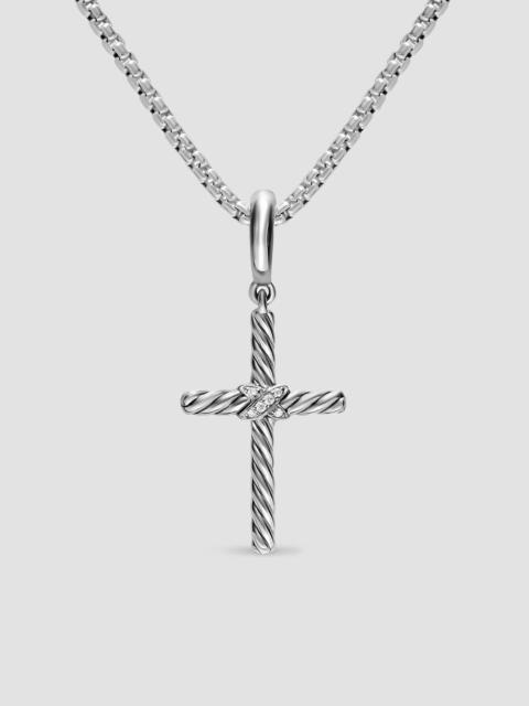 DAVID YURMAN Men's Cross Amulet in Sterling Silver with Diamonds, 21MM - Diamond