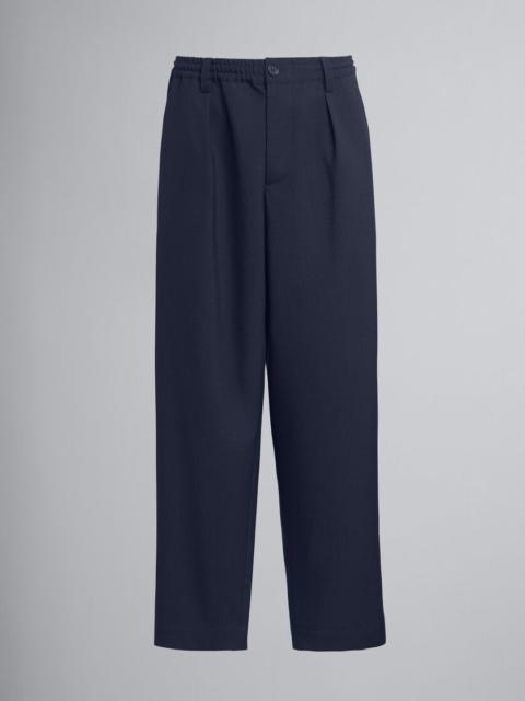 CROPPED TROUSERS IN COOL WOOL WITH DRAWSTRING AT THE WAIST