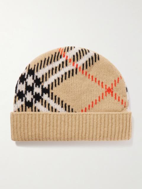 Burberry Checked Ribbed Cashmere-blend Beanie
