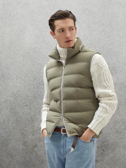 Brunello Cucinelli Bonded nylon down vest with packable hood and heat bonded seams