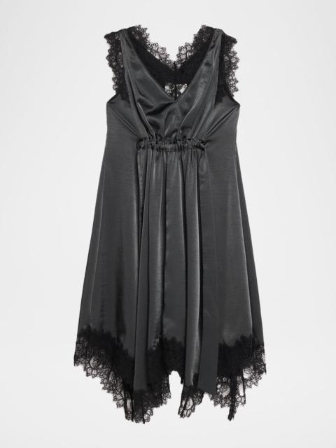 3.1 Phillip Lim V-Neck Lace-Trim Satin Midi Dress