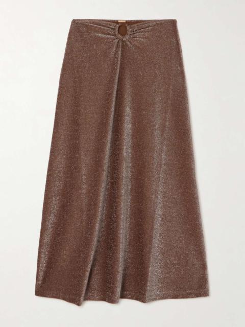 Rainstorm metallic stretch recycled-jersey maxi skirt