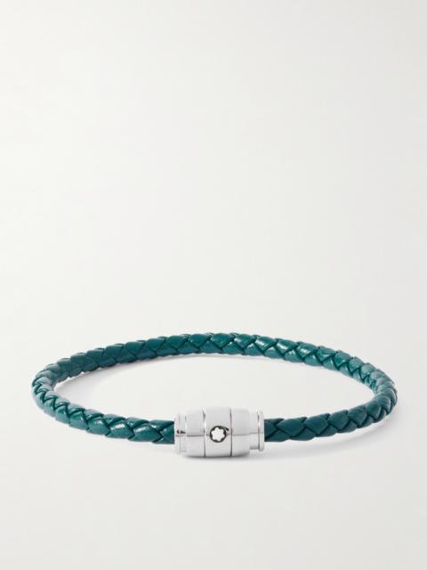 Montblanc Meisterstück 3-Ring Stainless Steel and Woven Leather Bracelet