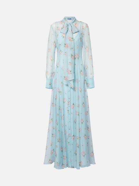 LEO LIN Lilith bow-detail floral chiffon maxi dress