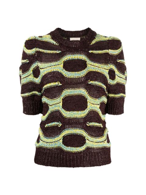 Alba abstract-print knitted top