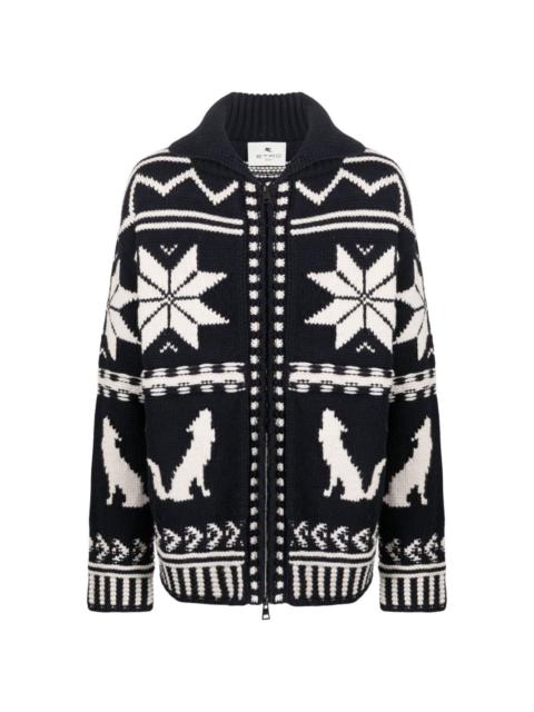 intarsia knitted jacket