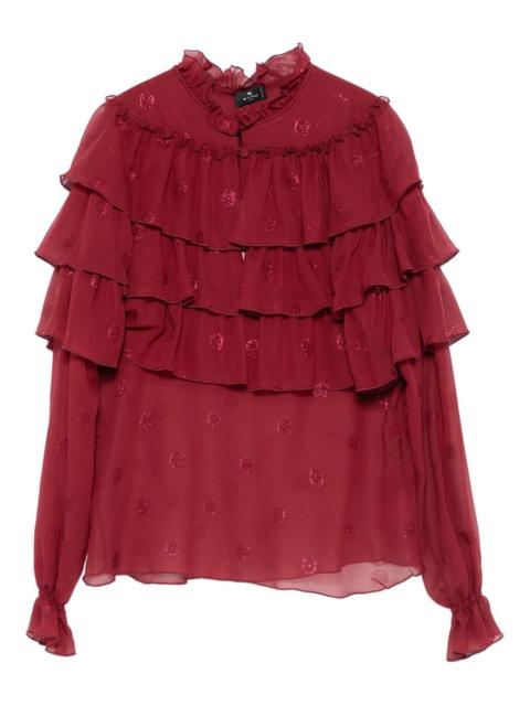Etro ruffled glitter-dot blouse