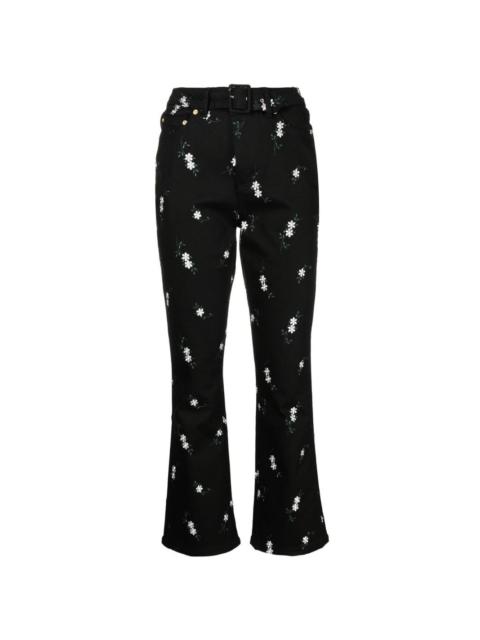 cropped floral-print trousers