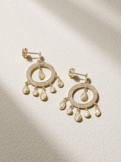 JACQUIE AICHE Dream Catcher 14-karat gold diamond earrings Gold
