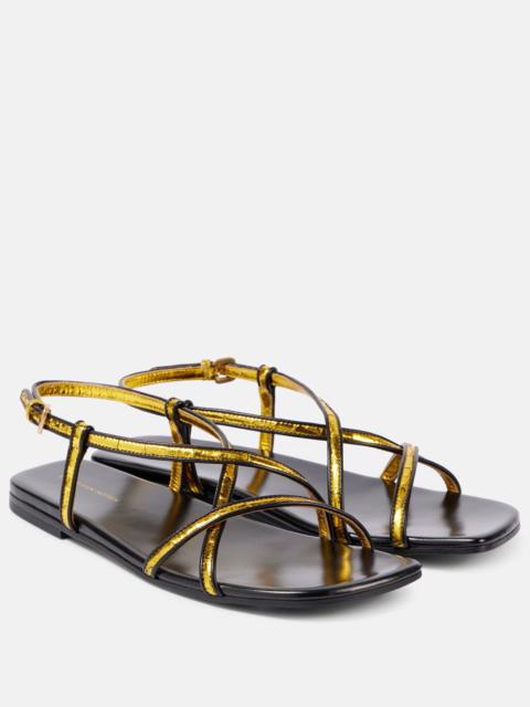 Dries Van Noten Metallic leather sandals