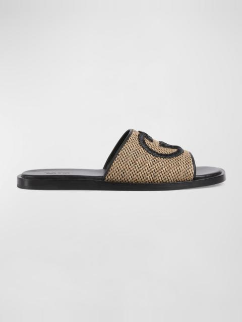 GUCCI Men's Interlocking G Leather Slide Sandals