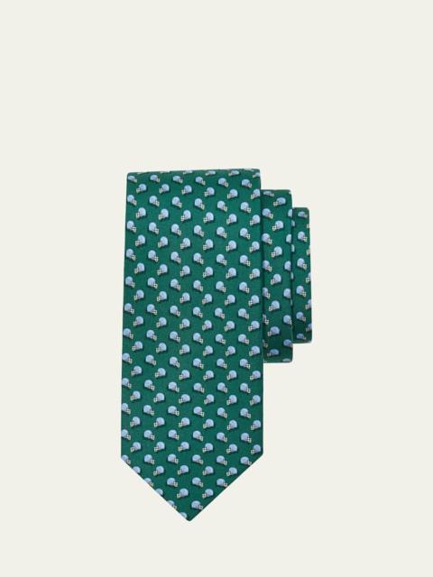 FERRAGAMO Men's Football-Print Silk Tie