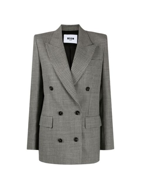 MSGM checked double-breasted wool blazer