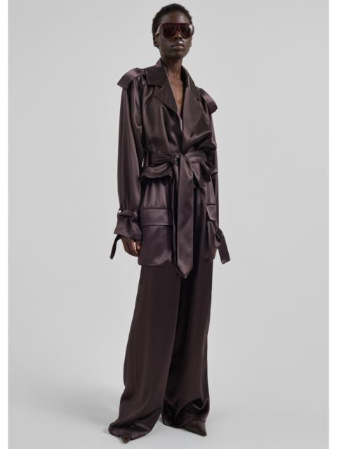 The Frankie Shop Delny Satin Cargo Pants - Dark Brown