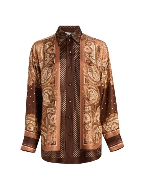 Zimmermann Women's Luna Printed Silk Button-Front Shirt - Caramel Paisley