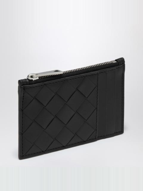 Bottega Veneta Black leather card case with intrecciato pattern
