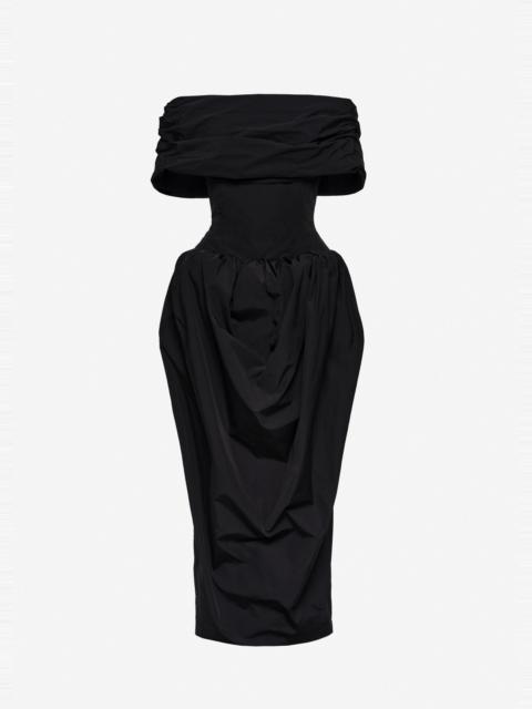 MAGDA BUTRYM Draped collar gown with sculpted waist in black