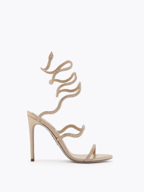 RENE CAOVILLA ONDA SANDAL BEIGE SATIN/G.SHADOW STRASS SANDAL