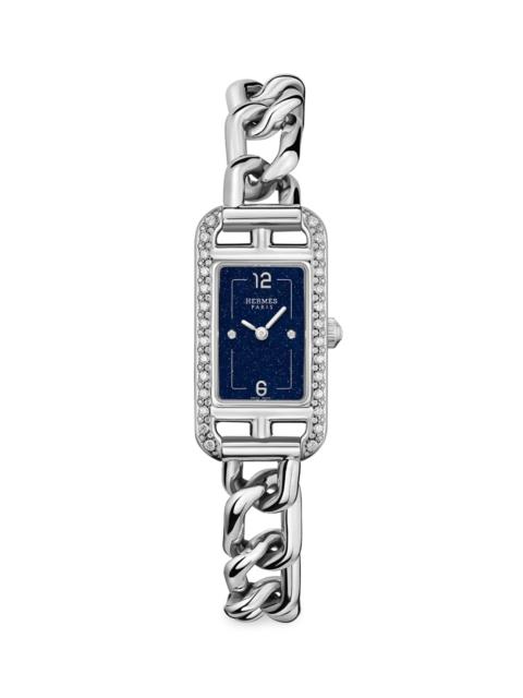 Hermès Women's Nantucket Stainless Steel & Diamond Bracelet Watch - White
