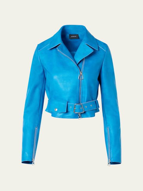 AKRIS Avril Cropped Nappa Leather Jacket