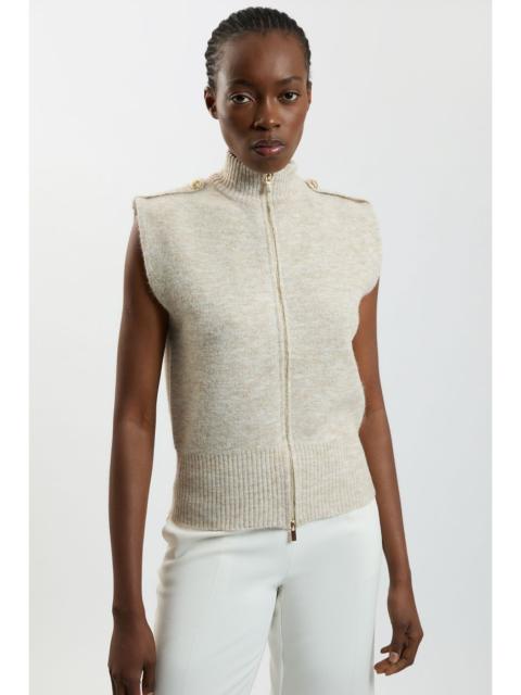KAREN MILLEN Wool Blend Cosy Knit Sleeveless Jacket