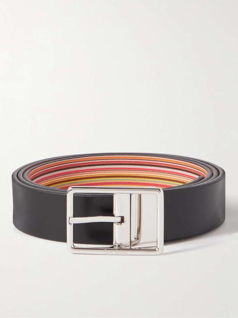 Reversible Striped Leather Belt