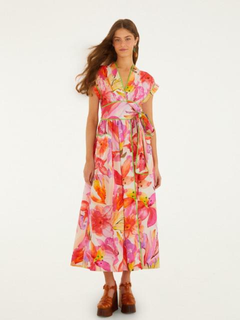 FARM RIO Multicolor Artsy Flora Belted Maxi Dress
