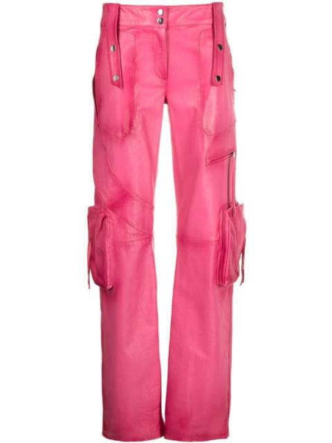 Blumarine slim-cut leather cargo trousers