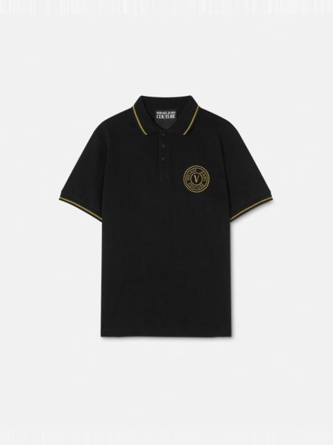 VERSACE JEANS COUTURE Embroidered V-Emblem Polo Shirt