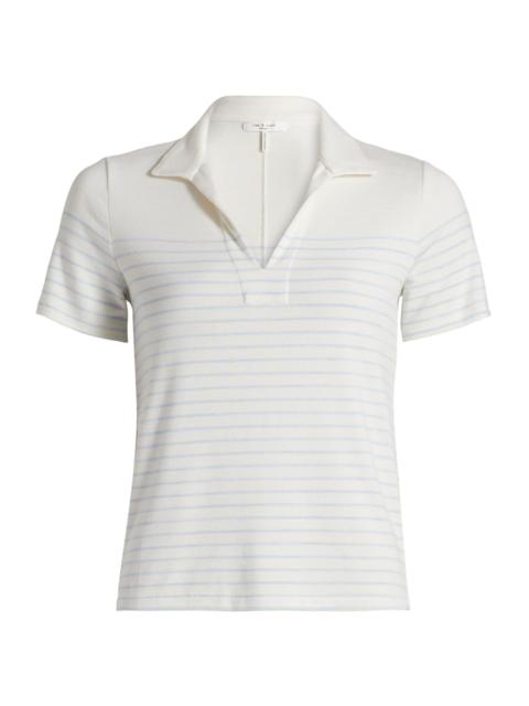rag & bone Women's The Knit Stripe Polo Shirt - Ivory Pale