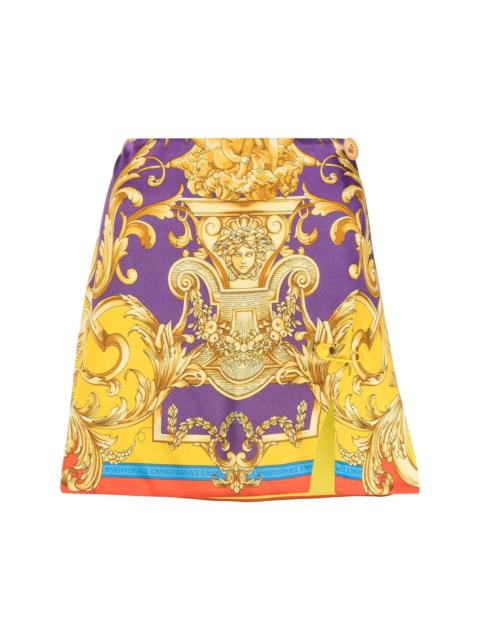 baroque-print wrap skirt