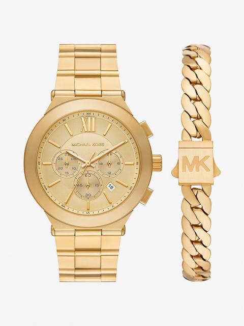 MICHAEL KORS Oversized Billie Gold-Tone Watch and Bracelet Gift Set