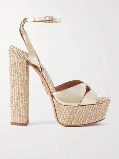 Villette 140 metallic faux leather and raffia platform sandals