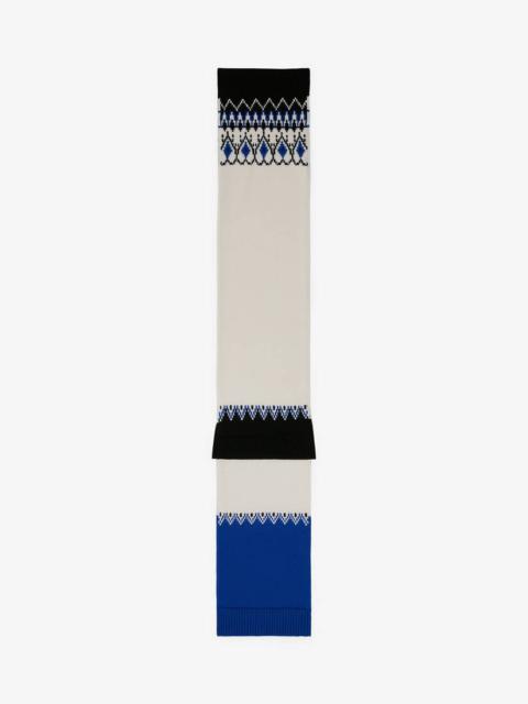 Alexander McQueen Fair Isle Asymmetric Patch Scarf in Royal/black