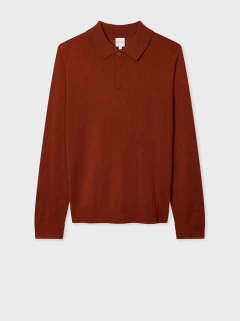 Paul Smith Rust Brown Washable Merino Wool Polo Shirt