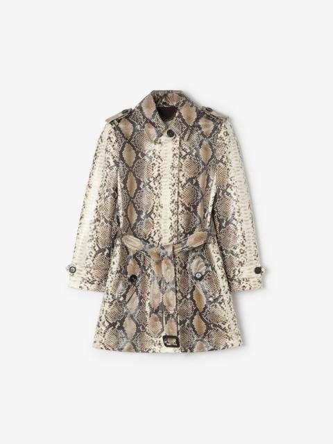 Burberry Short Python Print Coated Cotton Stonehaven Car Coat