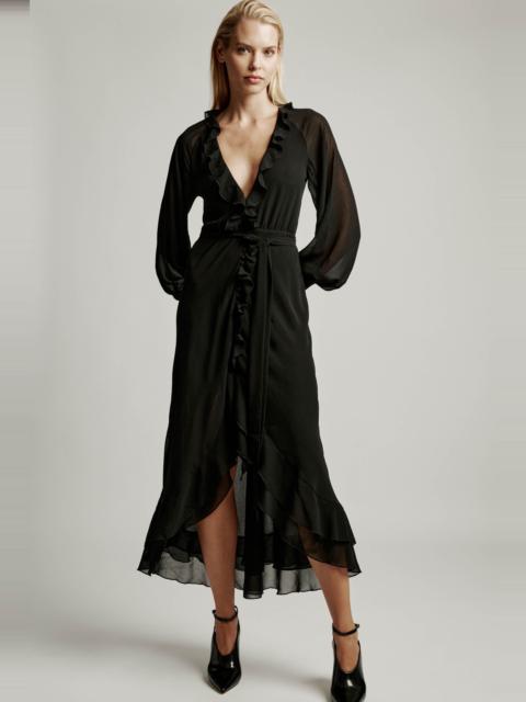 BARDOT Kassia Ruffle Midi Dress In Black