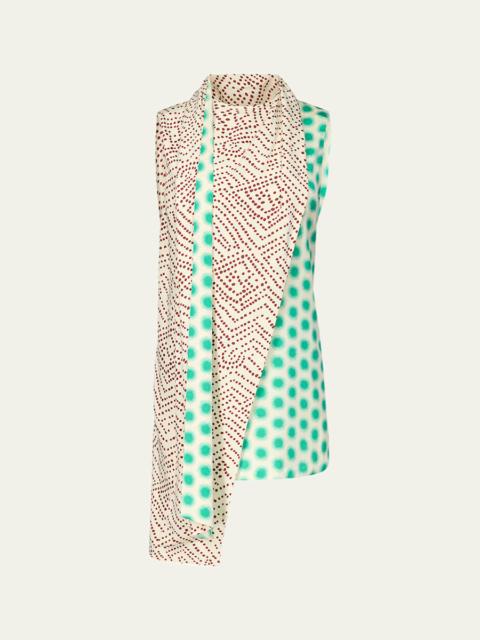 DIANE VON FURSTENBERG x Henry Zankov Mulberry Dotted Drape Top