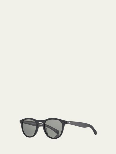 Garrett Leight Men's Hampton X Round Acetate Sunglasses, Black