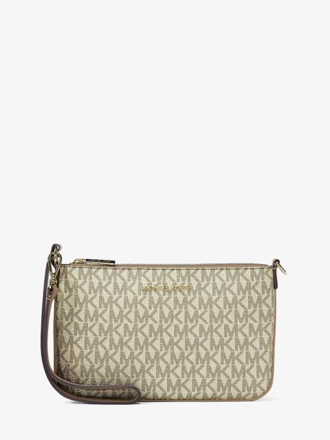 MICHAEL KORS Jet Set Small Metallic Signature Logo Wristlet