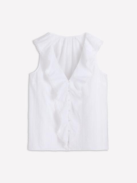 BODEN Sleeveless V-neck Ruffle Top-White