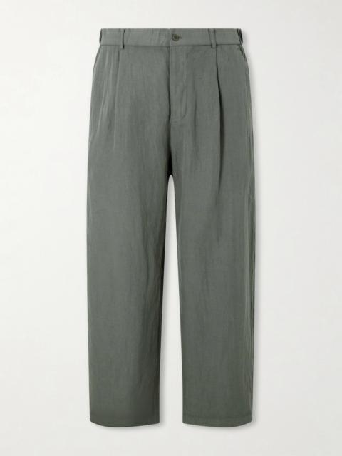 ATON Wide-Leg Cotton and Linen-Blend Twill Trousers
